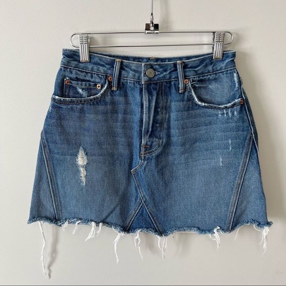 GRLFRND Distressed Denim Mini Skirt  ‘Eva’ - Picture 4 of 12